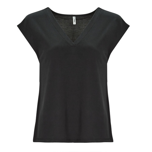 Υφασμάτινα Γυναίκα T-shirt με κοντά μανίκια Only ONLFREE S/S MODAL V-NECK TOP JRS Black