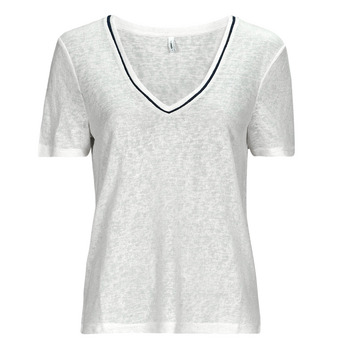 Υφασμάτινα Γυναίκα T-shirt με κοντά μανίκια Only ONLDORIT S/S V-NECK SHINE TOP JRS Άσπρο