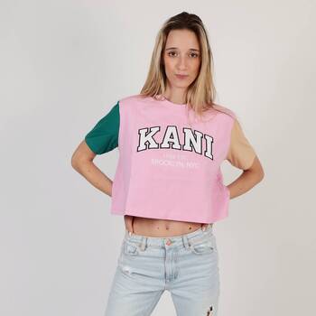 Υφασμάτινα Γυναίκα T-shirt με κοντά μανίκια Karl Kani SERIF CROP Ροζ
