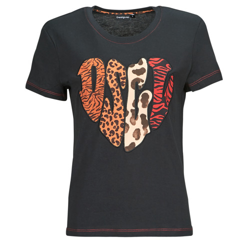 Υφασμάτινα Γυναίκα T-shirt με κοντά μανίκια Desigual HEART Black / Multicolour