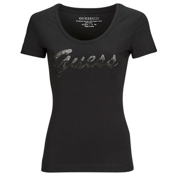 Υφασμάτινα Γυναίκα T-shirt με κοντά μανίκια Guess SS RN GUESS SHINY TEE Black