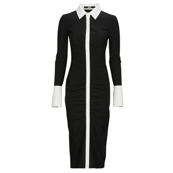 Υφασμάτινα Γυναίκα Μακριά Φορέματα Karl Lagerfeld LSLV POLO DRESS Black / Άσπρο