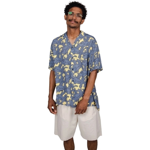 Υφασμάτινα Άνδρας Πουκάμισα με μακριά μανίκια Brava Fabrics Saltapraos Faes Shirt - Lemon Multicolour