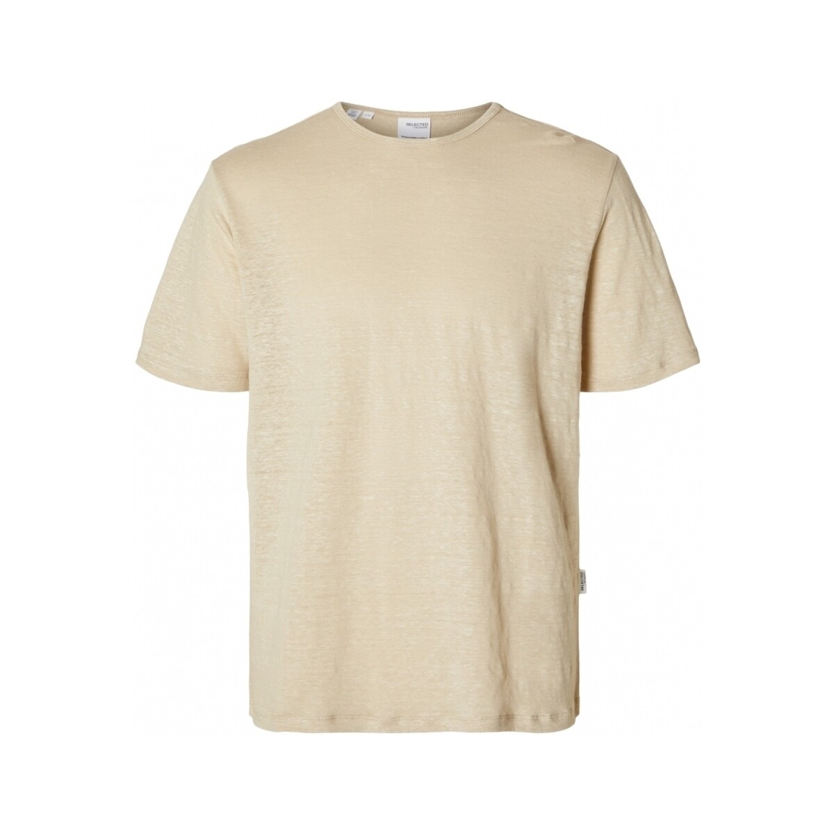 Υφασμάτινα Άνδρας T-shirts & Μπλούζες Selected T-Shirt Bet Linen - Oatmeal Beige