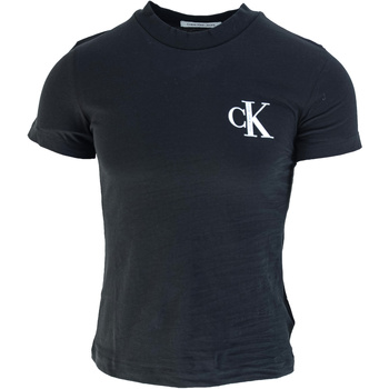 Υφασμάτινα Γυναίκα Αμάνικα / T-shirts χωρίς μανίκια Calvin Klein Jeans Organic Cotton Logo T-Shirt Black