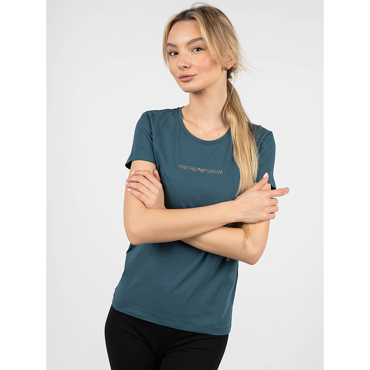 Υφασμάτινα Γυναίκα T-shirt με κοντά μανίκια Emporio Armani 163139 2F223 20731 Μπλέ