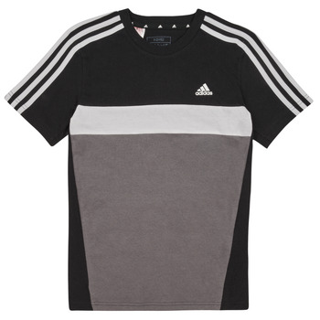 Υφασμάτινα Αγόρι T-shirt με κοντά μανίκια Adidas Sportswear 3S TIB T Black / Grey / Άσπρο