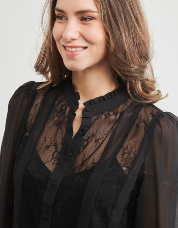 Only ONLHANNAH LS MIX LACE TOP  WVN Black