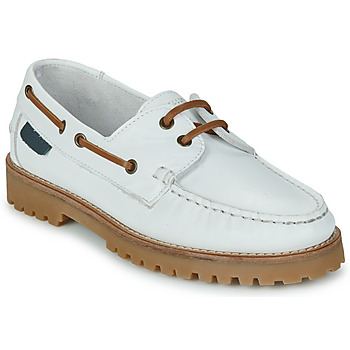 Παπούτσια Γυναίκα Boat shoes Pellet OLIVIA Veau / Smooth / Άσπρο / Lacets / Camel