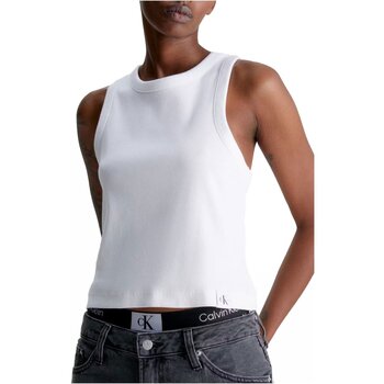 Υφασμάτινα T-shirts & Μπλούζες Calvin Klein Jeans J20J221055 Άσπρο