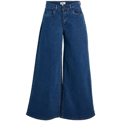Υφασμάτινα Γυναίκα Παντελόνια Object Jeans Moji Wide - Medium Blue Denim Μπλέ