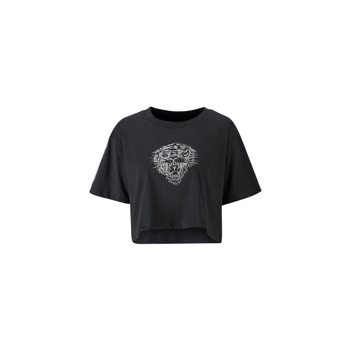 Αμάνικα/T-shirts χωρίς μανίκια Ed Hardy Tiger glow crop top black