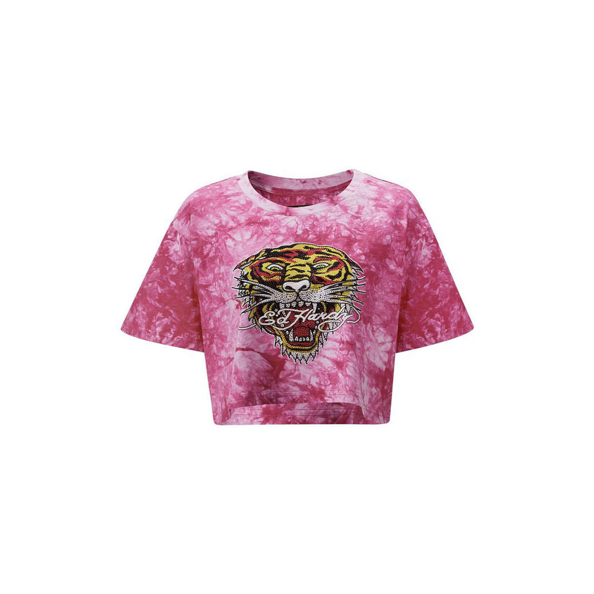 Υφασμάτινα Γυναίκα T-shirts & Μπλούζες Ed Hardy Los tigre grop top hot pink Ροζ