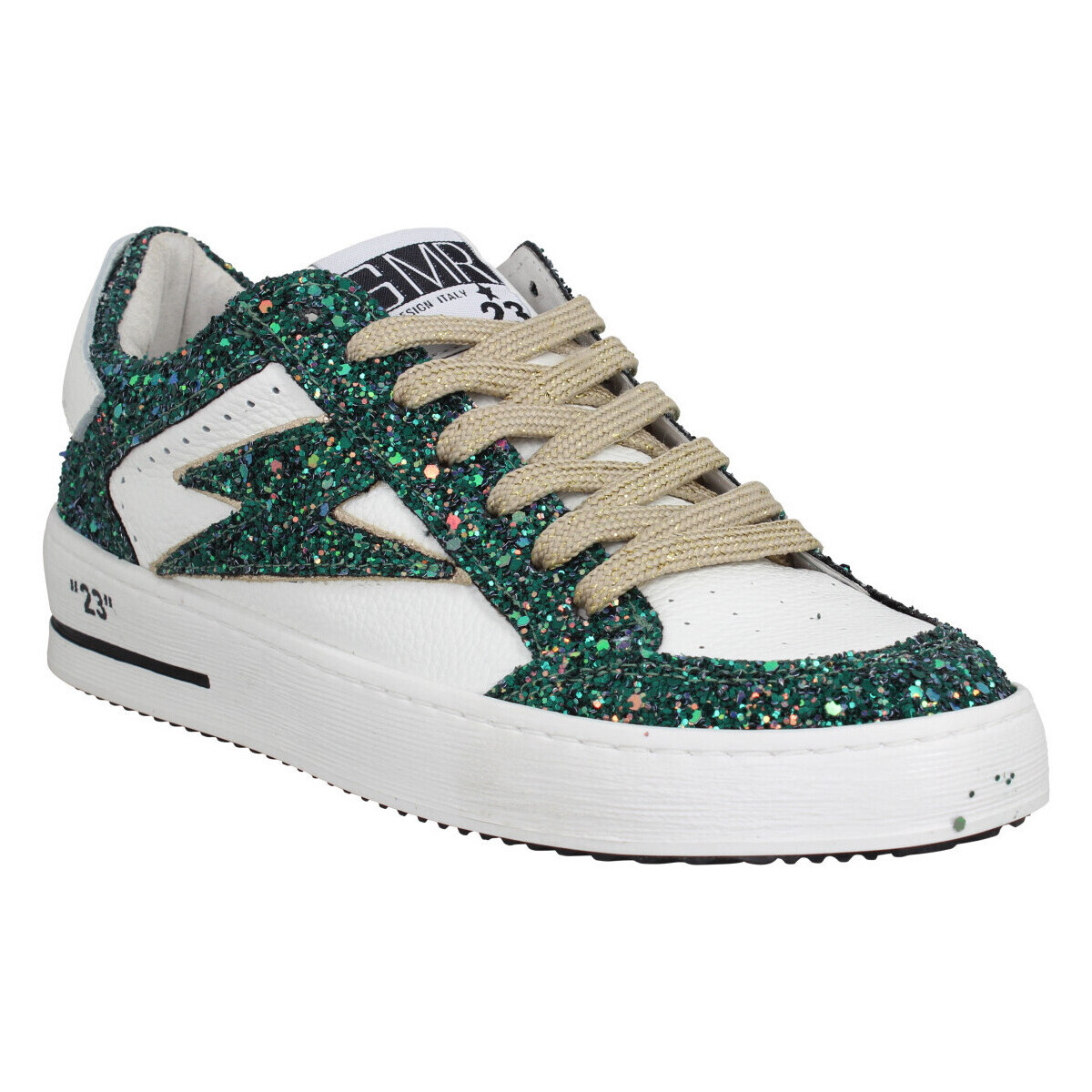 Sneakers Semerdjian Noubar Cuir Glitter Femme Blanc Vert