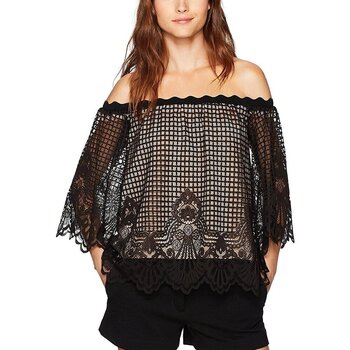 Kendall & Kylie SCALLOP LACE TOP WOMEN KENDALL & KYLIE NUDE- ΜΑΥΡΟ