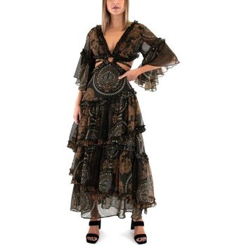 Υφασμάτινα Γυναίκα Φορέματα Lace MAXI DRESS WOMEN ΚΑΦΕ- ΛΕΥΚΟ- ΧΑΚΙ