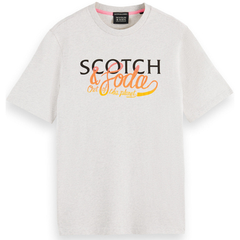 Υφασμάτινα Άνδρας T-shirt με κοντά μανίκια Scotch & Soda LOGO ARTWORK CREWNECK T-SHIRT MEN SCOTCH & SODA ΓΚΡΙ- ΠΟΡΤΟΚΑΛΙ