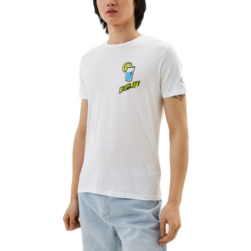 Υφασμάτινα Άνδρας T-shirt με κοντά μανίκια Replay T-SHIRT MEN ΛΕΥΚΟ- ΜΑΥΡΟ
