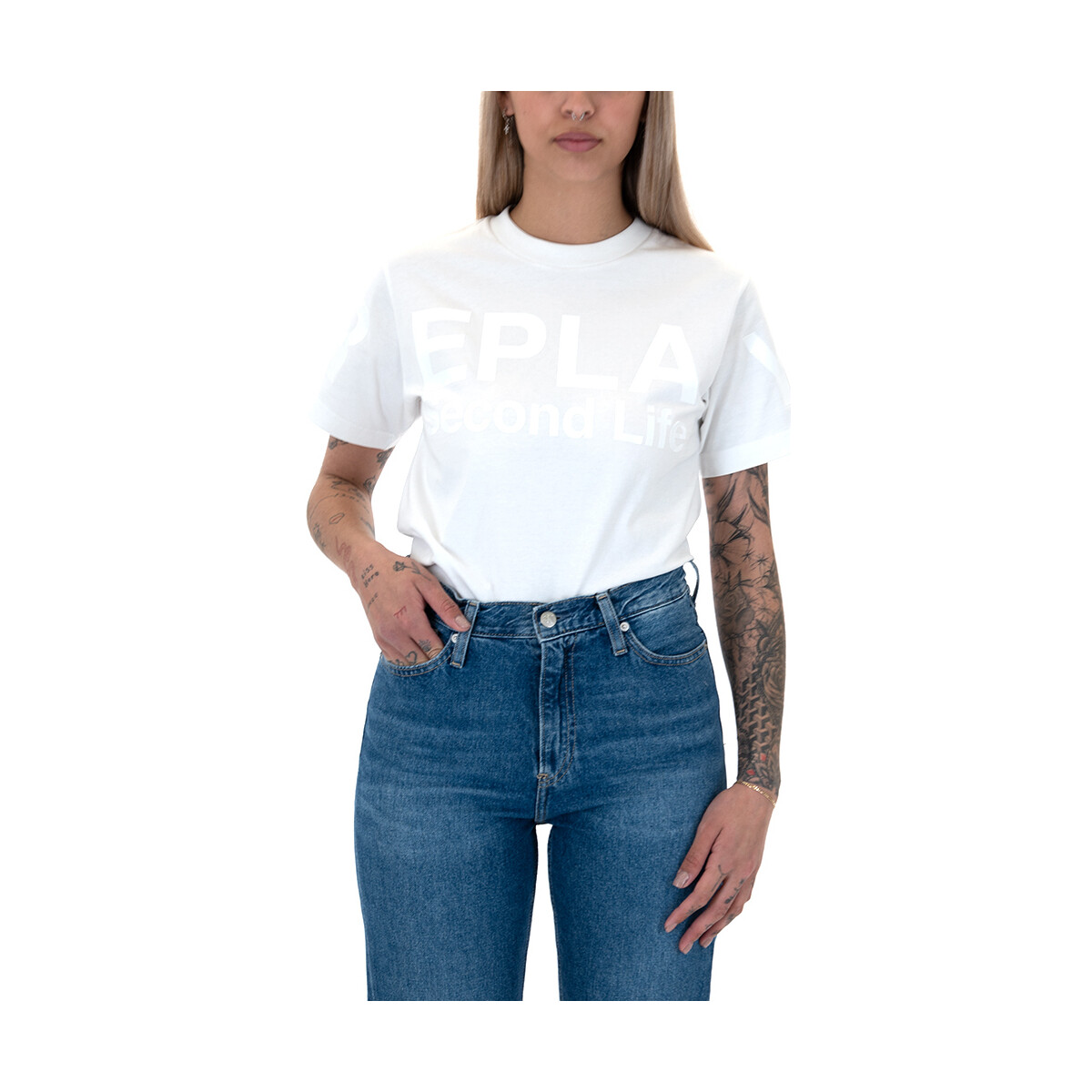 Υφασμάτινα Γυναίκα T-shirt με κοντά μανίκια Replay OVERSIZED FIT T-SHIRT WOMEN ΛΕΥΚΟ