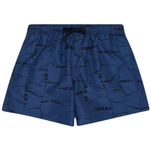 Υφασμάτινα Άνδρας Μαγιώ / shorts για την παραλία EAX WOVEN BOXER SWIMSHORTS MEN ΜΑΥΡΟ- ΜΠΛΕ