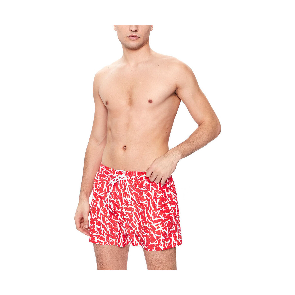 Υφασμάτινα Άνδρας Μαγιώ / shorts για την παραλία Calvin Klein Jeans MEDIUM DRAWSTRING PRINT SWIMSHORTS MEN ΚΟΚΚΙΝΟ- ΛΕΥΚΟ