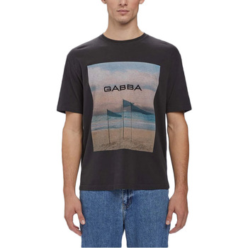 Υφασμάτινα Άνδρας T-shirt με κοντά μανίκια Gabba NIGEL FLAG PRINT T-SHIRT MEN ΜΑΥΡΟ- ΜΩΒ- ΣΙΕΛ