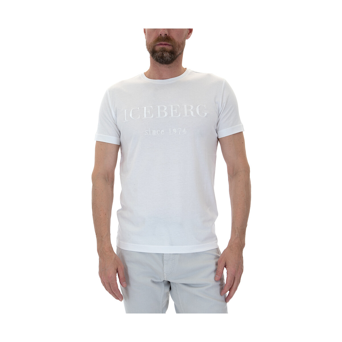 Υφασμάτινα Άνδρας T-shirt με κοντά μανίκια Iceberg JERSEY T-SHIRT MEN ΑΣΗΜΙ- ΛΕΥΚΟ