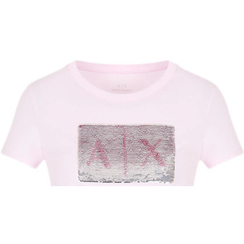Υφασμάτινα Γυναίκα T-shirt με κοντά μανίκια EAX T-SHIRT WOMEN ΑΣΗΜΙ- ΡΟΖ