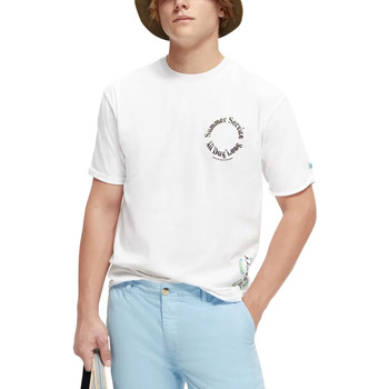 Υφασμάτινα Άνδρας T-shirt με κοντά μανίκια Scotch & Soda GRADIENT ARTWORK T-SHIRT MEN SCOTCH & SODA ΛΕΥΚΟ- ΜΠΛΕ- ΠΡΑΣΙΝΟ