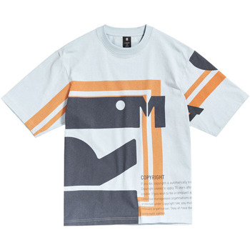 Υφασμάτινα T-shirt με κοντά μανίκια G-Star Raw SCARF GRAPHIC BOXY FIT T-SHIRT UNISEX ΠΟΡΤΟΚΑΛΙ- ΣΙΕΛ