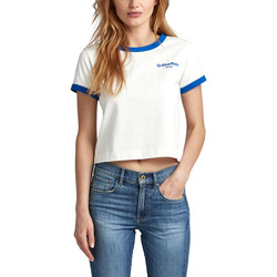 Υφασμάτινα Γυναίκα T-shirt με κοντά μανίκια G-Star Raw BROTHER RINGER CROPPED T-SHIRT WOMEN ΛΕΥΚΟ- ΜΠΛΕ