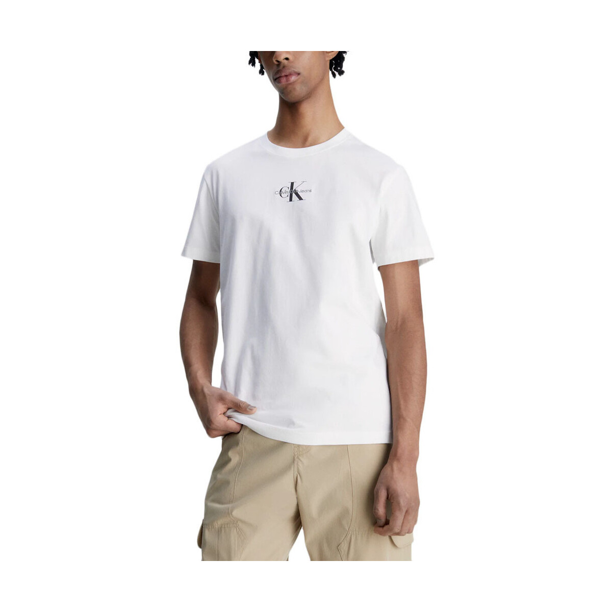 Υφασμάτινα Άνδρας T-shirt με κοντά μανίκια Calvin Klein Jeans MONOLOGO REGULAR FIT T-SHIRT MEN ΛΕΥΚΟ