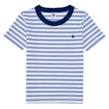 Υφασμάτινα Αγόρι T-shirt με κοντά μανίκια Petit Bateau MATIKO Μπλέ / Beige