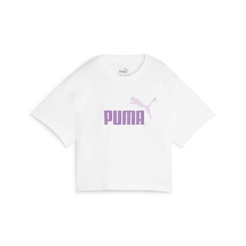 Υφασμάτινα Κορίτσι T-shirt με κοντά μανίκια Puma GRILS LOGO CROPPED TEE Άσπρο