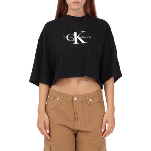 Υφασμάτινα Γυναίκα T-shirt με κοντά μανίκια Calvin Klein Jeans J20J222120 Black