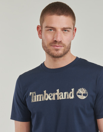 Timberland Camo Linear Logo Short Sleeve Tee Marine