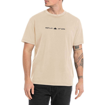 Υφασμάτινα Άνδρας T-shirt με κοντά μανίκια Replay DYED ORGANIC COTTON T-SHIRT MEN ΜΑΥΡΟ- ΜΠΕΖ