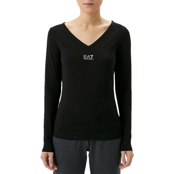 Υφασμάτινα Γυναίκα Μπλουζάκια με μακριά μανίκια Ea7 Emporio Armani LONGSSLEEVE T-SHIRT WOMEN ΑΣΗΜΙ- ΜΑΥΡΟ