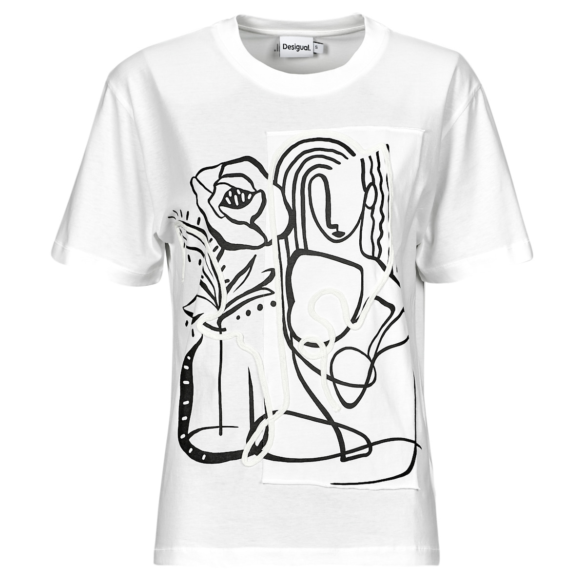 Υφασμάτινα Γυναίκα T-shirt με κοντά μανίκια Desigual TS_TRISTAN Άσπρο / Black