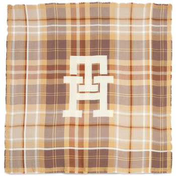 Tommy Hilfiger CHECK LARGE SQUARE SCARF WOMEN ΚΑΦΕ- ΛΕΥΚΟ- ΜΠΕΖ