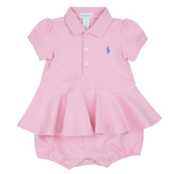 Υφασμάτινα Κορίτσι Κοντά Φορέματα Polo Ralph Lauren SS PEPLUM BU-ONE PIECE-SHORTALL Ροζ / Garden / Pink / Dusty / Mπλε