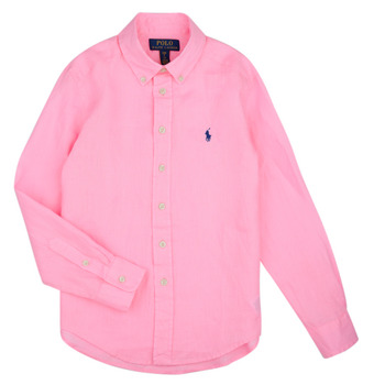 Υφασμάτινα Παιδί Πουκάμισα με μακριά μανίκια Polo Ralph Lauren CLBDPPC-SHIRTS-SPORT SHIRT Ροζ / Carmel / Pink