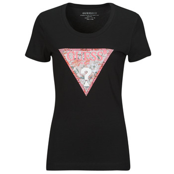 Υφασμάτινα Γυναίκα T-shirt με κοντά μανίκια Guess RN SATIN TRIANGLE Black