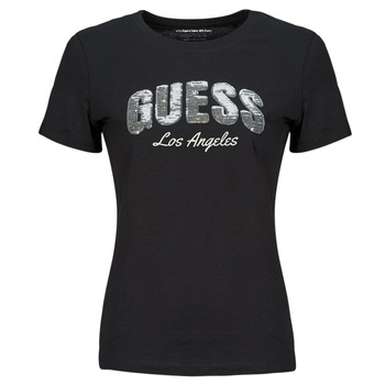 Υφασμάτινα Γυναίκα T-shirt με κοντά μανίκια Guess SEQUINS LOGO TEE Black