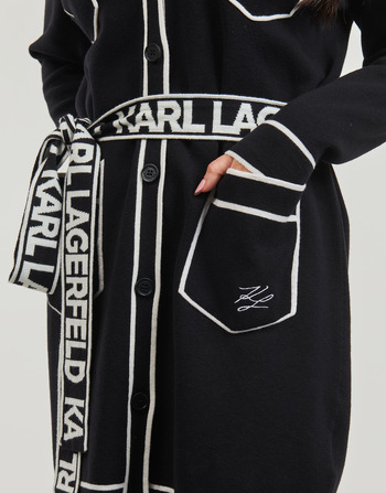 Karl Lagerfeld BRANDED BELTED CARDIGAN Black / Άσπρο