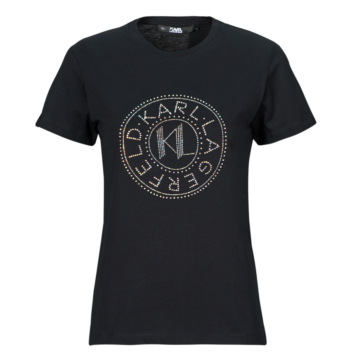 T-shirt με κοντά μανίκια Karl Lagerfeld rhinestone logo t-shirt