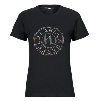 Υφασμάτινα Γυναίκα T-shirt με κοντά μανίκια Karl Lagerfeld rhinestone logo t-shirt Black