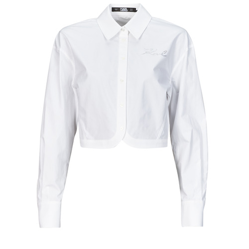 Υφασμάτινα Γυναίκα Πουκάμισα Karl Lagerfeld crop poplin shirt Άσπρο