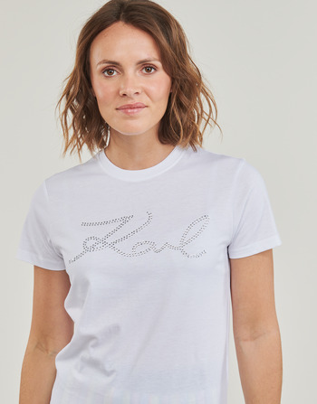 Karl Lagerfeld rhinestone logo t-shirt Άσπρο