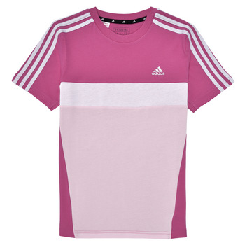 Υφασμάτινα Κορίτσι T-shirt με κοντά μανίκια Adidas Sportswear J 3S TIB T Ροζ / Άσπρο